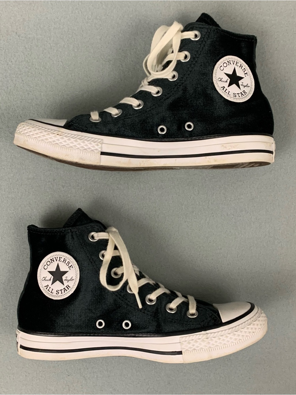 Converse Shoes Womens 7 Black Velvet Chuck Taylor All Star High Top Sneakers